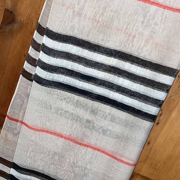 Fashion Scarves Beige Striped 💯 Viscose - Picture 7 of 14